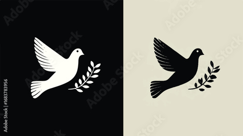 Peace dove with olive branch symbol of harmony tranquility and reconciliation for international campaigns