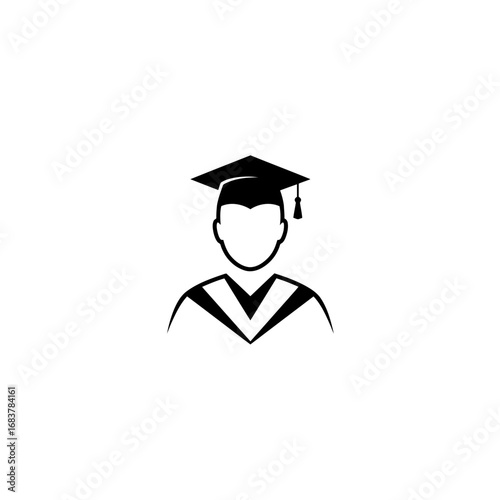 Graduate wearing cap with tassel and gown vector illustration. Enf of school year, graduation and valedictorians. Education and achievements concept