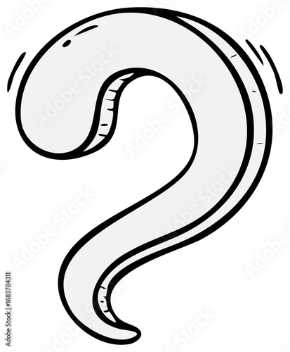 Bold outline of a simple question mark symbol in a hand drawn sketch style