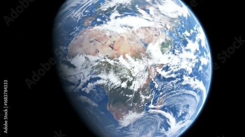 Stunning view of Earth from space, showcasing detailed continents and atmospheric phenomena.