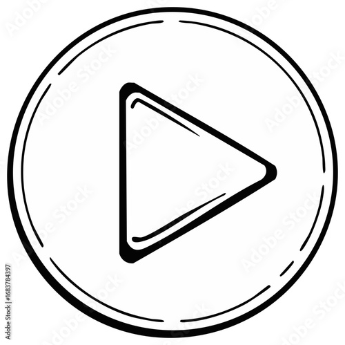 Simple black and white play button icon with a circular outline
