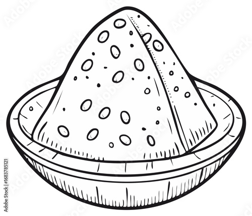 Hand-drawn illustration of a snack served in a bowl