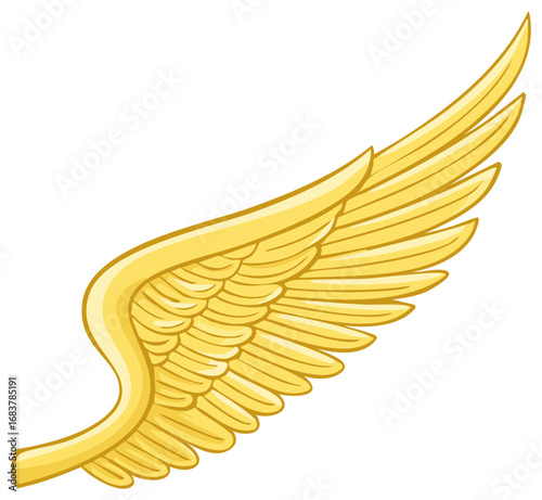 Golden Wing Illustration Isolated on White Background