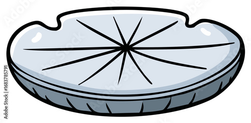 Cartoon Gray Sea Shell with Radiating Lines - Marine Life Icon Symbol