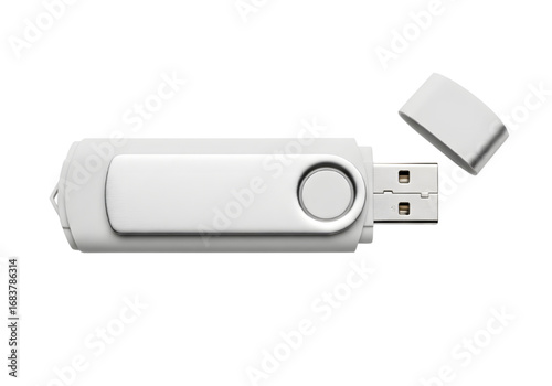 White USB Flash Drive PNG on Transparent Background