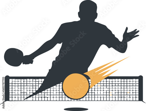 Table Tennis Player Silhouette Vector Illustration Sport Activity