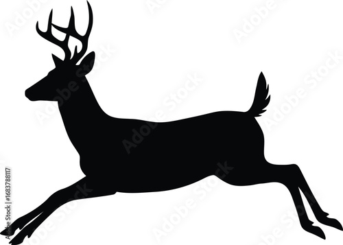 Silhouette of a running stag deer with antlers against a simple background vector
