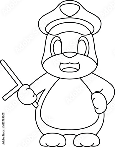 Hamster Cop Baton Police Animal Vector Graphic Art Ilustration