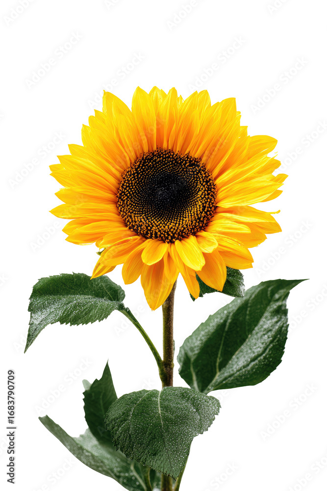 Fototapeta premium Bright yellow sunflower against black background