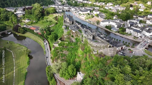 Majestic Bouillon Castel surrounded by the lush Ardennes in summer