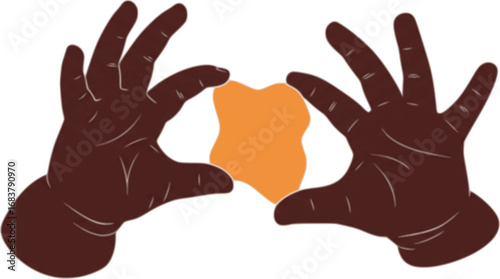 Self-feeding skills isolated cartoon vector illustration Infant learns to feed himself, baby eating with hands, having snack, self-care skill, kindergarten, daycare center vector cartoon.