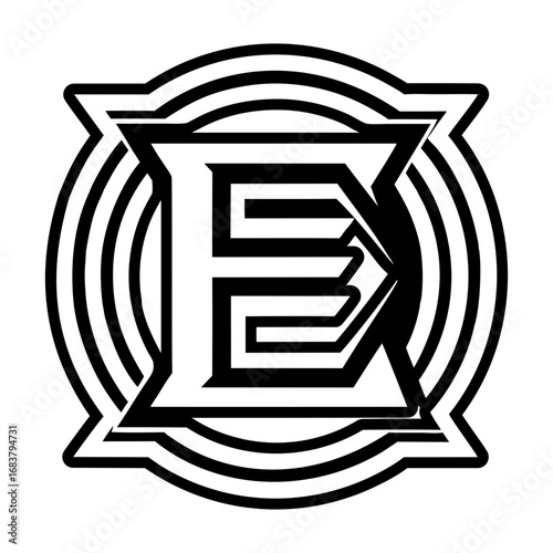 Letter e monogram in filled style