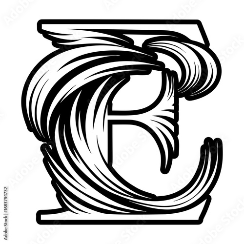 Minimalistic letter e logo in solid style