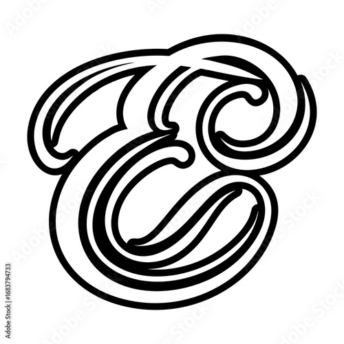 Abstract e alphabet logo in glyph style