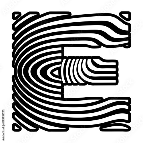 Minimalistic letter e logo crafted in solid style
