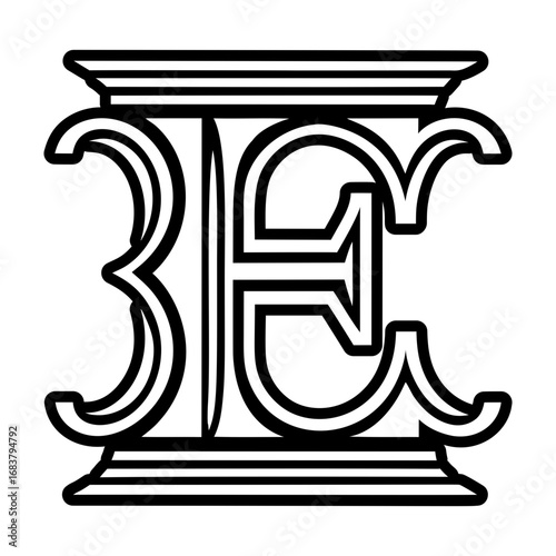 Abstract e alphabet logo in glyph style