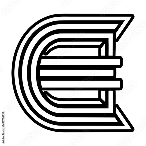 Letter e monogram in filled style