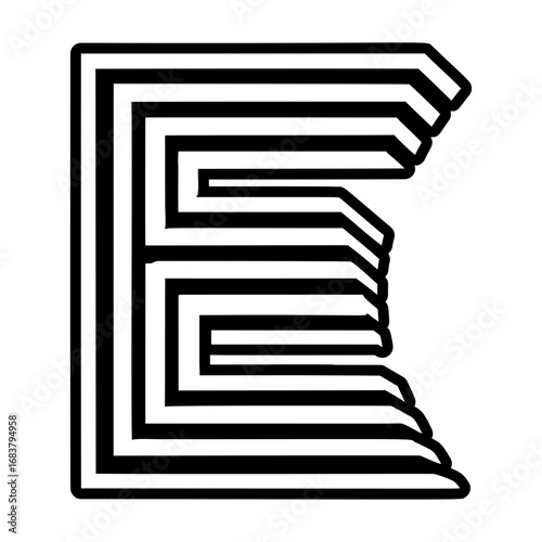 Elegant e symbol crafted in solid style
