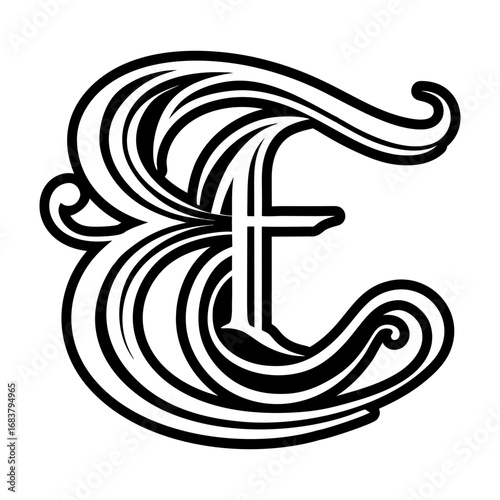 Minimalistic letter e logo in solid style