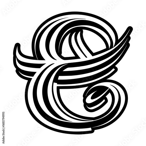 Modern e monogram in filled style
