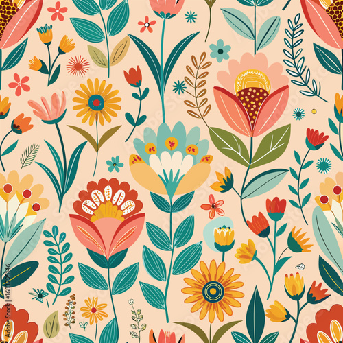 floral seamless pattern dens botanical print flat vector icon illustration 4.eps