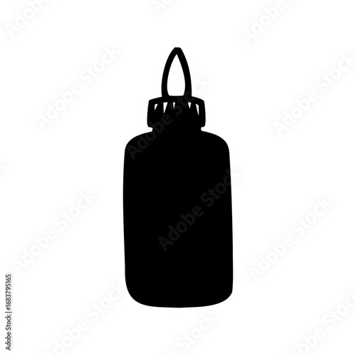 Silhouette of a glue bottle with pointed applicator on a white background