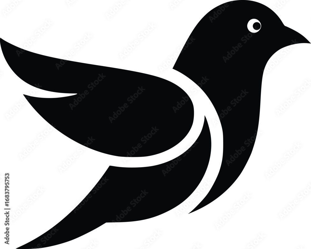Naklejka premium Minimalist Dove Icon for Peace and Freedom Stylized Flying Bird