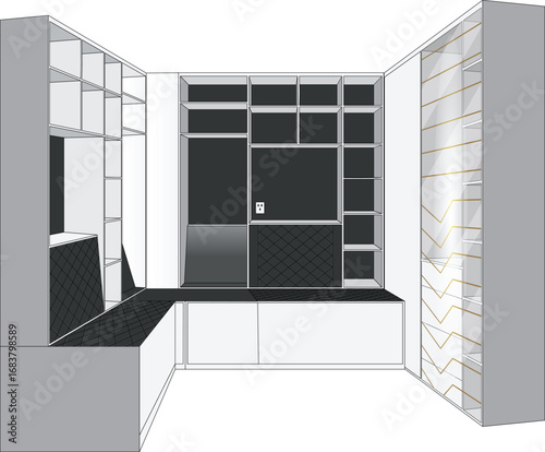 Home Interior Furniture Vector – Locker, Cabinets, Shelves, and Storage Design