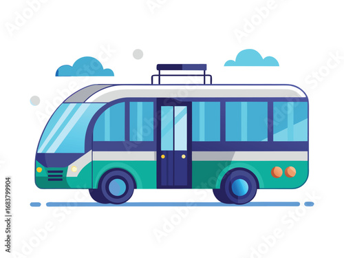 Modern autonomous public transport bus with futuristic design and ai technology
