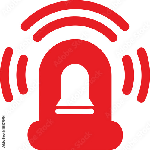 Red alarm siren icon with sound waves