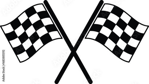 Checkered flags crossed competition victory start finish line racing sports symbol vector