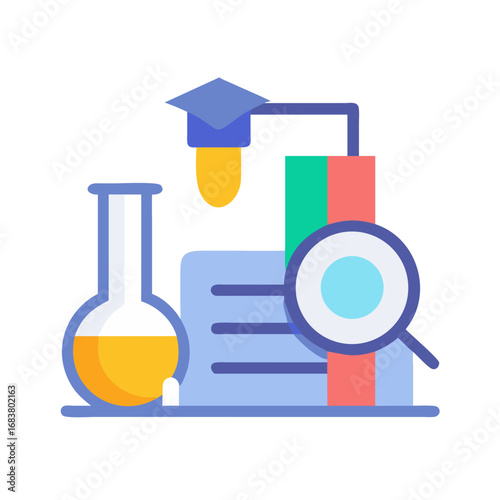 Science and education illustration showcasing research and academic study