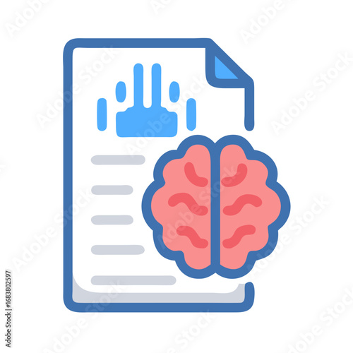 Brain data analysis on document, icon concept