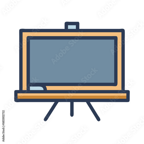 Flat design chalkboard on stand with eraser illustration