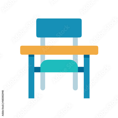 Simple student desk chair illustration on a black background
