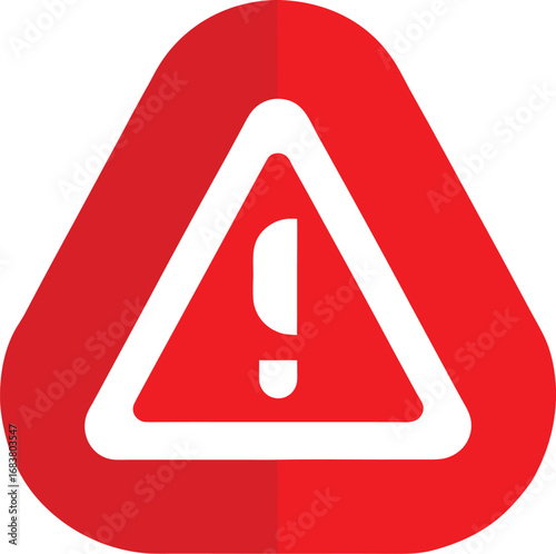 Warning sign with exclamation mark inside a triangle, red and white