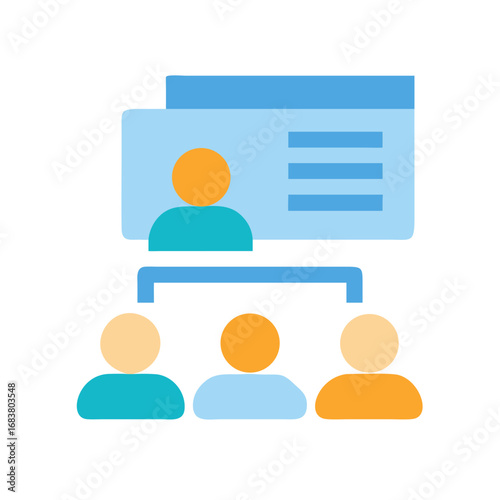 Hierarchical organizational chart with team members and leader