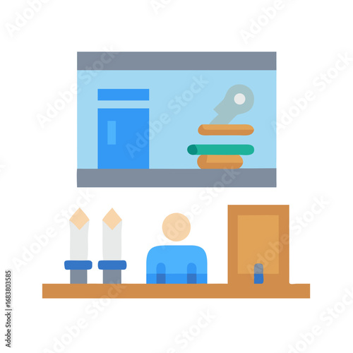 Flat icon illustration of modern spa relaxation scene