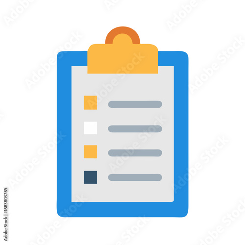Simple clipboard with checked items illustration on dark background