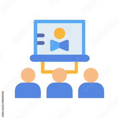 Presentation with Audience Flat Vector Style Stock Illustration
