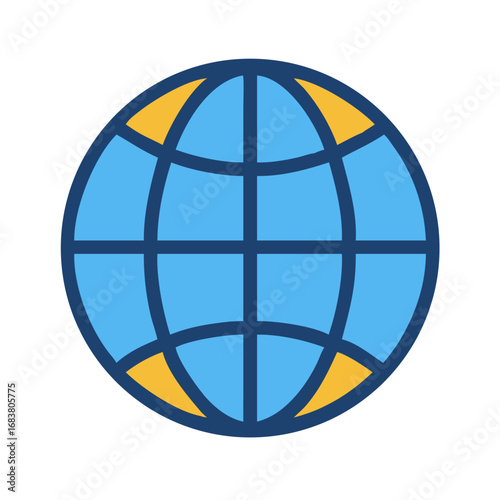 Flat style global world icon on black background