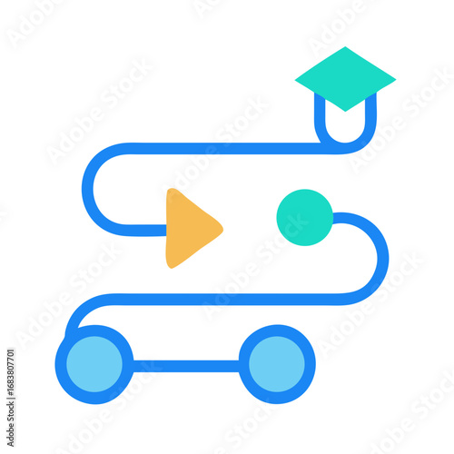 Stylized education path illustration on black background