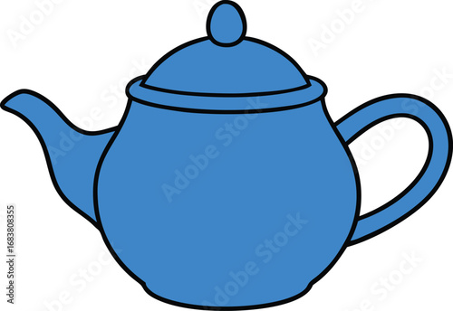 Elegant blue ceramic teapot with lid vector illustration scalable for design projects transparent background