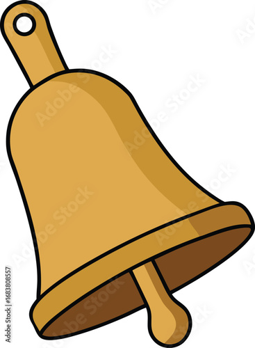 Brass hand bell with pointed finial top vector illustration scalable eps icon transparent background
