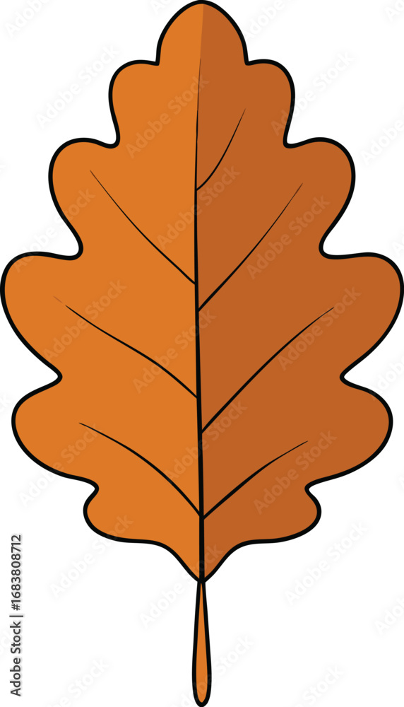 Fototapeta premium Brown oak leaf autumn dried vector illustration scalable eps icon graphic design element transparent background