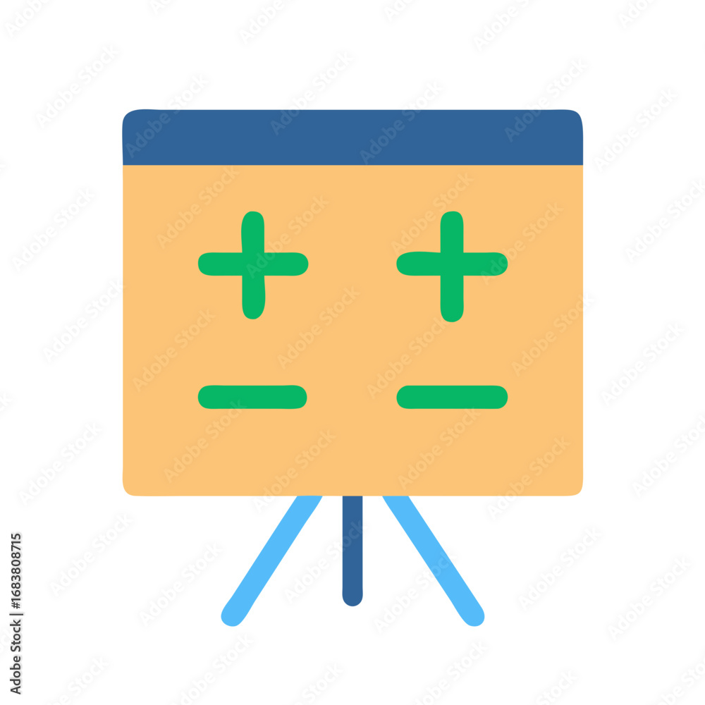 Obraz premium Basic flip chart with plus and minus icons illustration