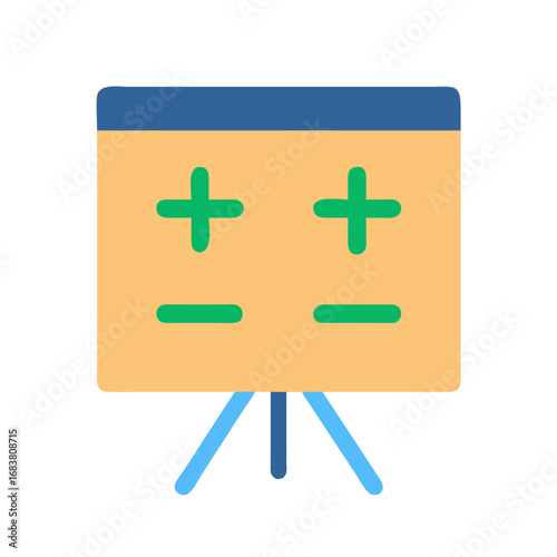 Basic flip chart with plus and minus icons illustration