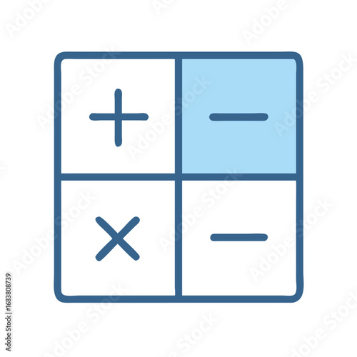 Blue mathematical operations icon on black background for design