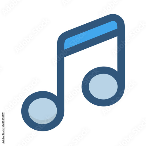 Single blue music note icon on a black background