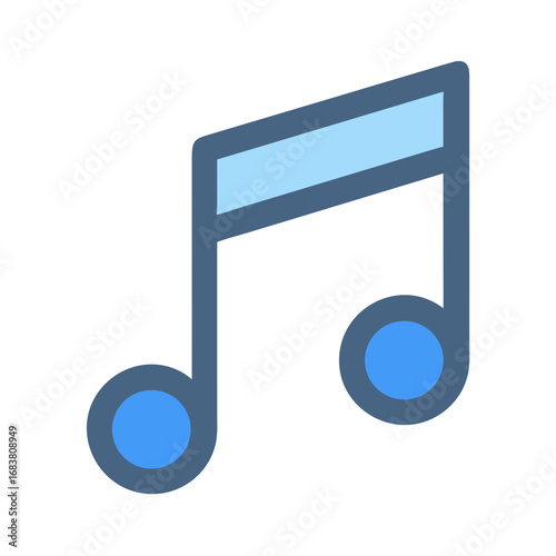 Stylized light blue music note on contrasting black background